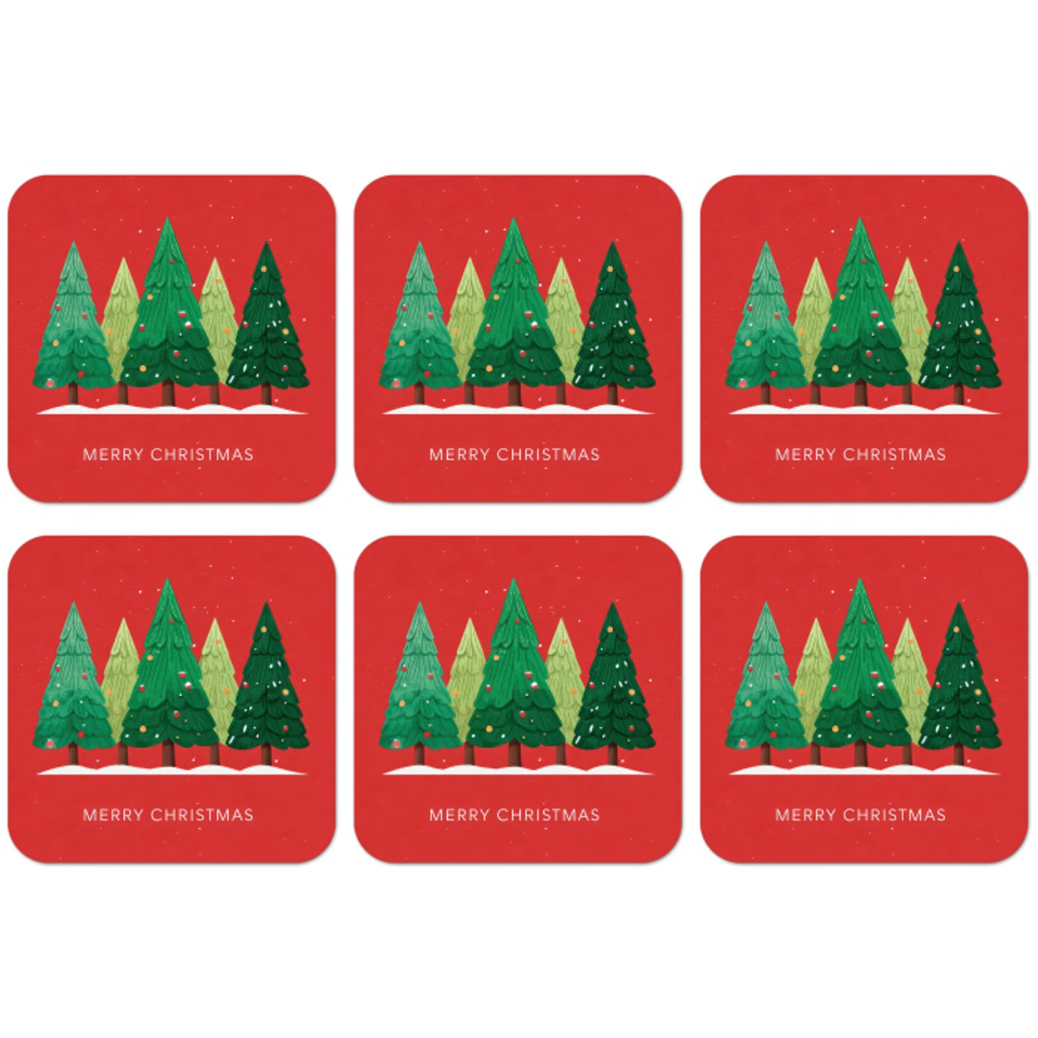 Minimalistisch - Kerstbomen - Rood - Sneeuw onderzetter kurk middel -zkaufland3dotto