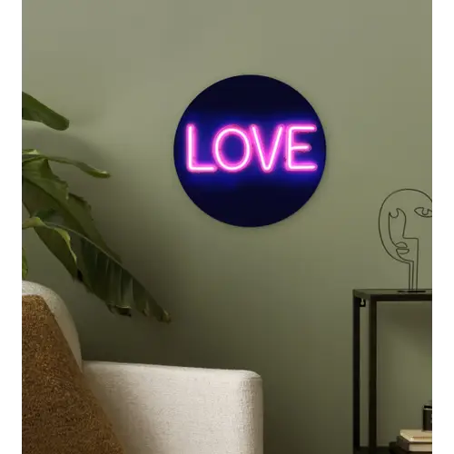 Neon - Love - Valentijn Wandcirkel kunststof plaat 5mm dik klein -sfeer3