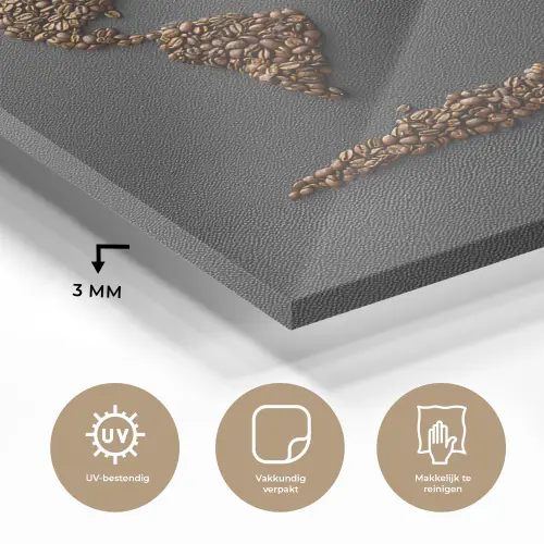 Wereldkaart - Koffie - Grijs plexiglas 5mm klein -sfeer2