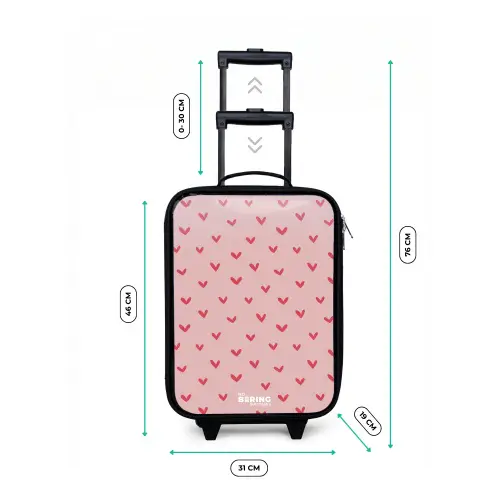 Hartjespatroon met roze kleuren Kinderkoffer - Zwart klein -productfoto_formaten