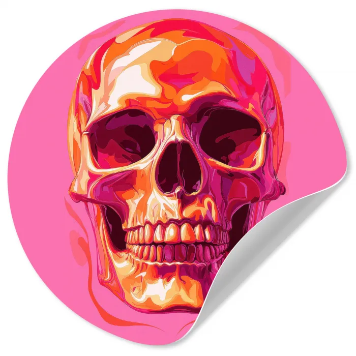 Felroze - Tanden - Schedel Wandcirkel behangsticker klein -3d