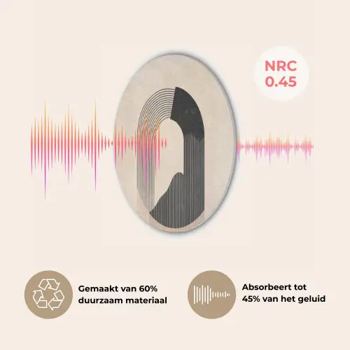 Grafisch gebogen motief - Beige Akoestische PET Vilt - Rond klein -USP_NL