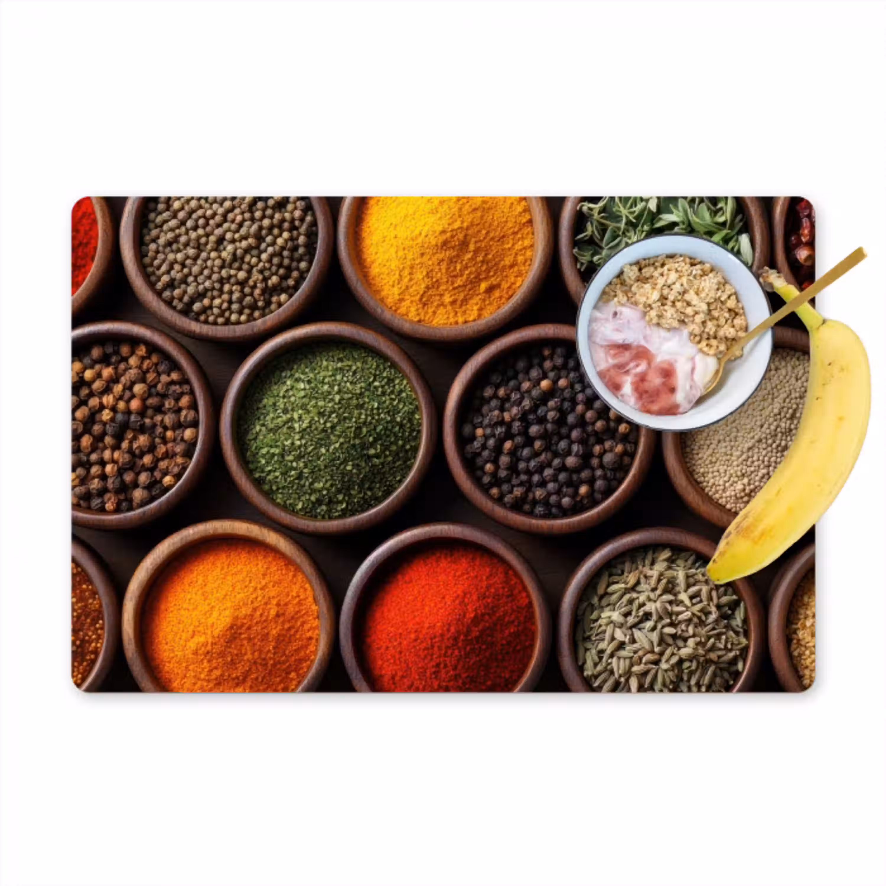 Bakjes - Hout - Kruiden - Kleurrijk Placemat vinyl groot -zzzproduct_Kitchenyeah-website