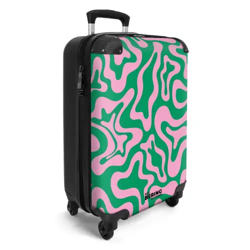 Abstract - Organisch Roze/Groen NBS - Handbagage koffer - Kinderen Unisex middel -productfoto_3d