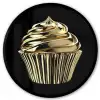 Cupcake - Eten - Goud - Zwart Fotolijst rond zonder passe partout klein -3d