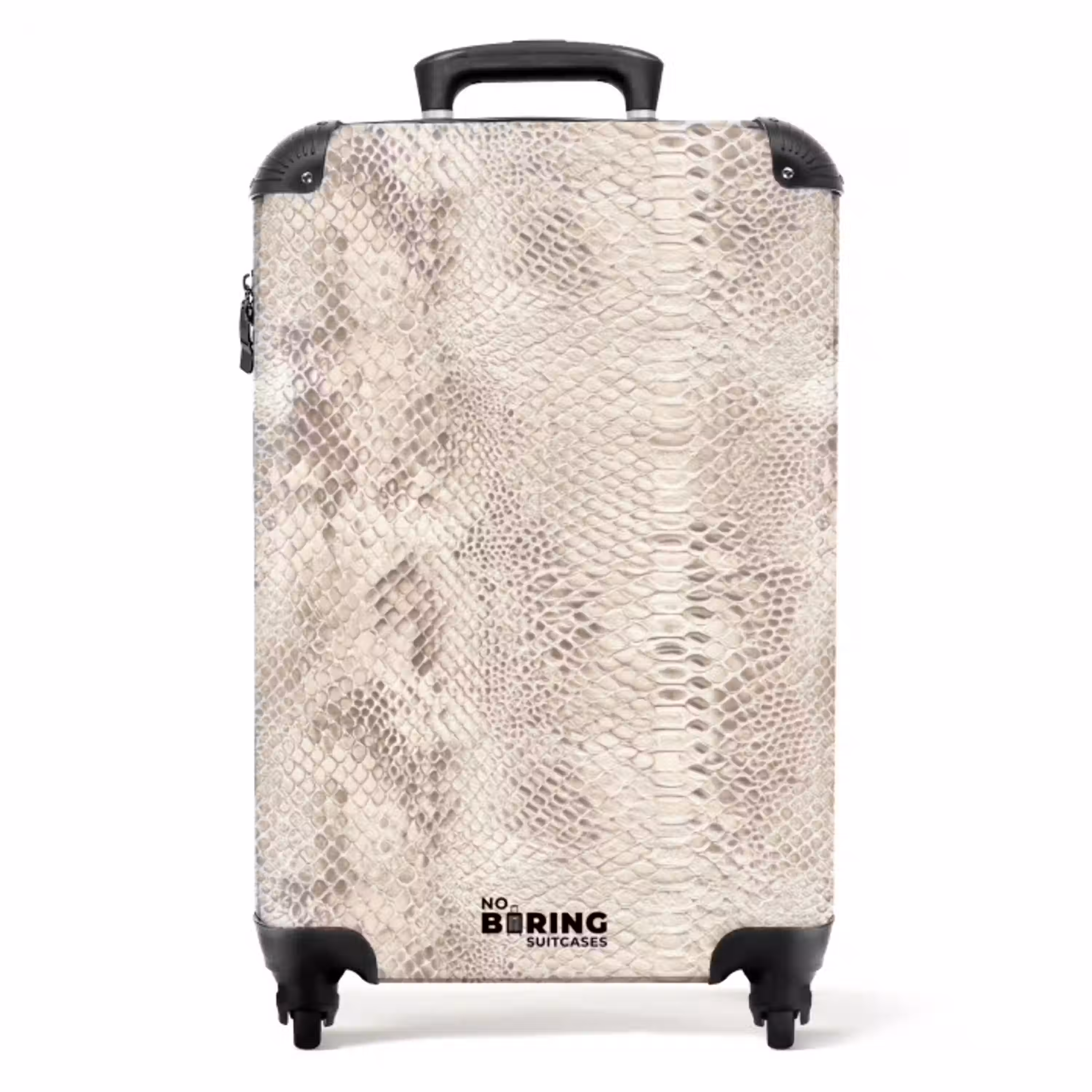 Slang - Patroon - Beige NBS - Handbagage koffer - Volwassenen Unisex middel -productfoto_recht