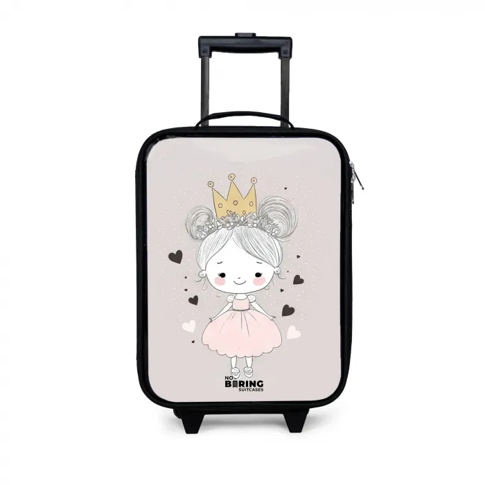 Prinses met knotjes Kinderkoffer - Zwart klein -3d