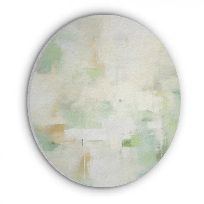 Abstract - Kunst - Wit - Groen - Modern Akoestische PET Vilt - Rond klein -3d