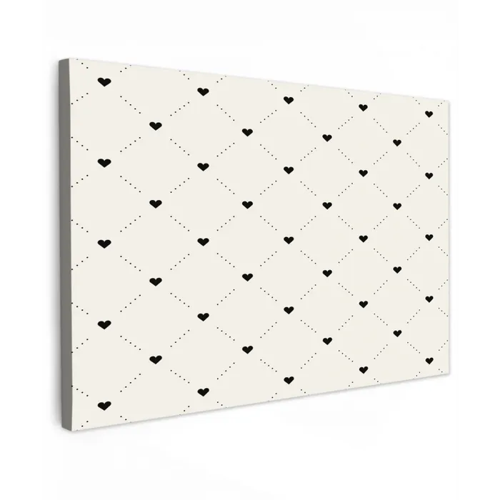 Hart - Dotline - Wit - Zwart Tuinposter op houten frame 2 cm dik klein 845 -3d