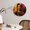 Vrouw - Bloemen - Papegaai - Schilderachtig Wandcirkel plexiglas klein -sfeer4