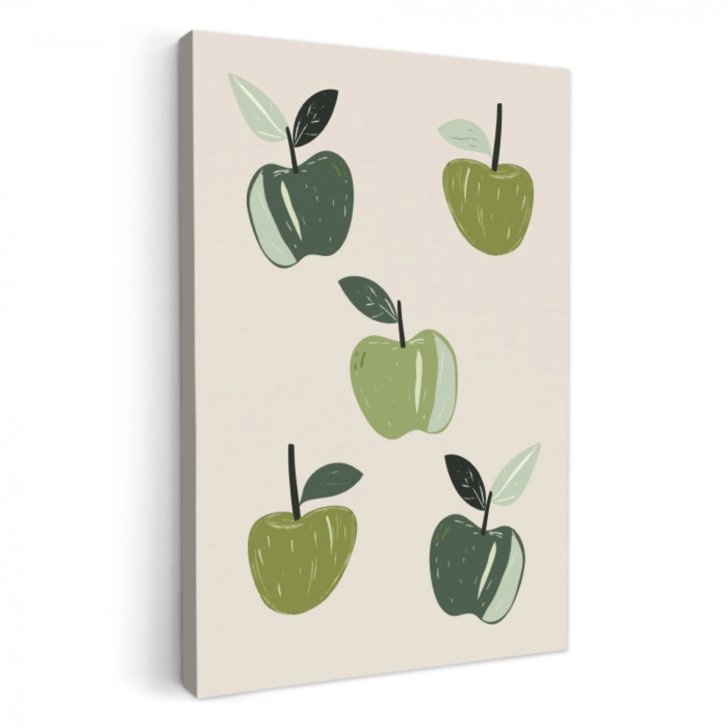 Appels - Groen - Illustratie - Bladeren KitchenYeah - Keuken - Canvas klein -3d