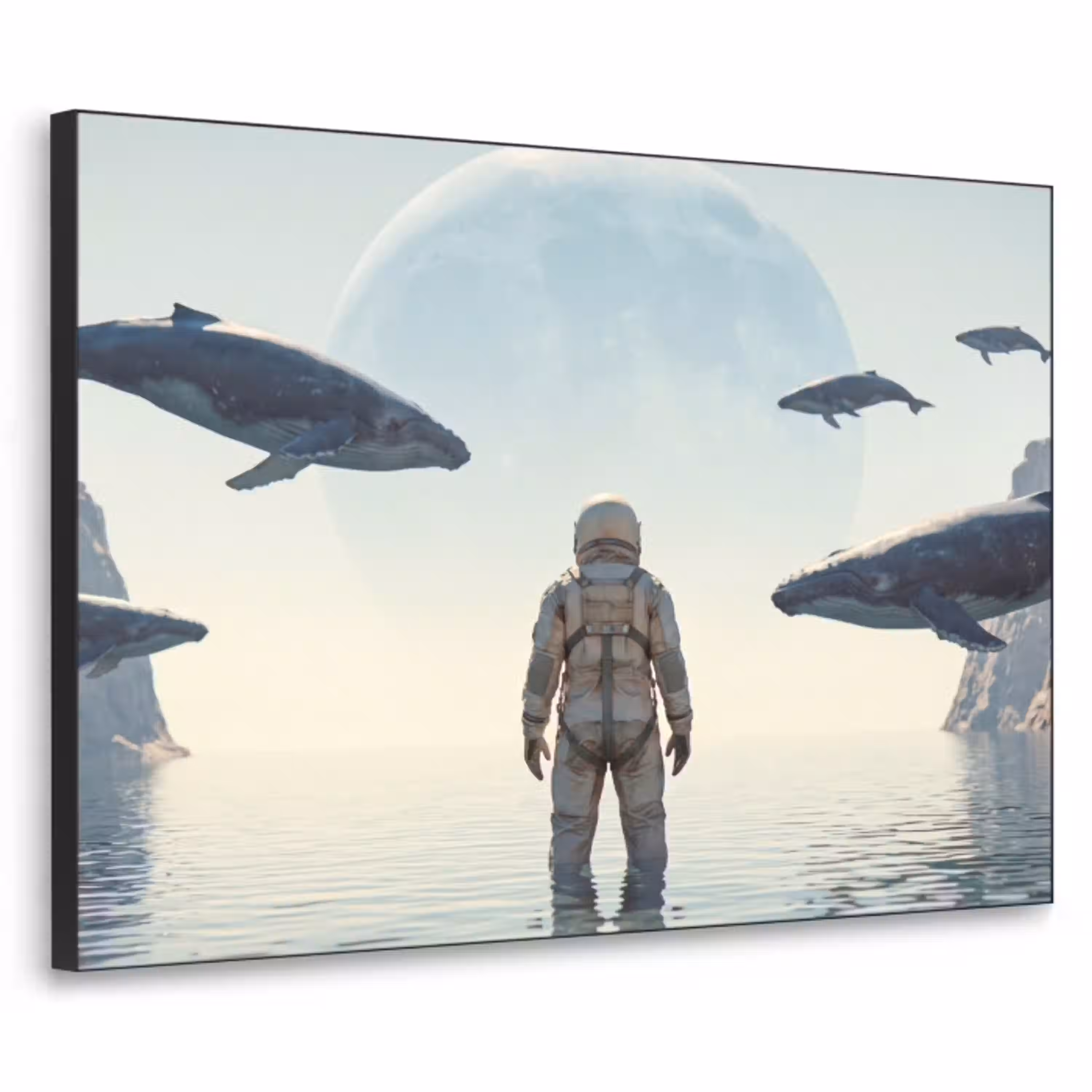 Ruimtevaarder - Walvis - Fantasie Textielframe zwart klein -3d