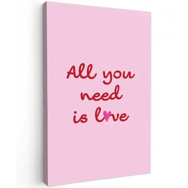 Tekst - Roze - Love - Hart canvas 2cm klein -z3d