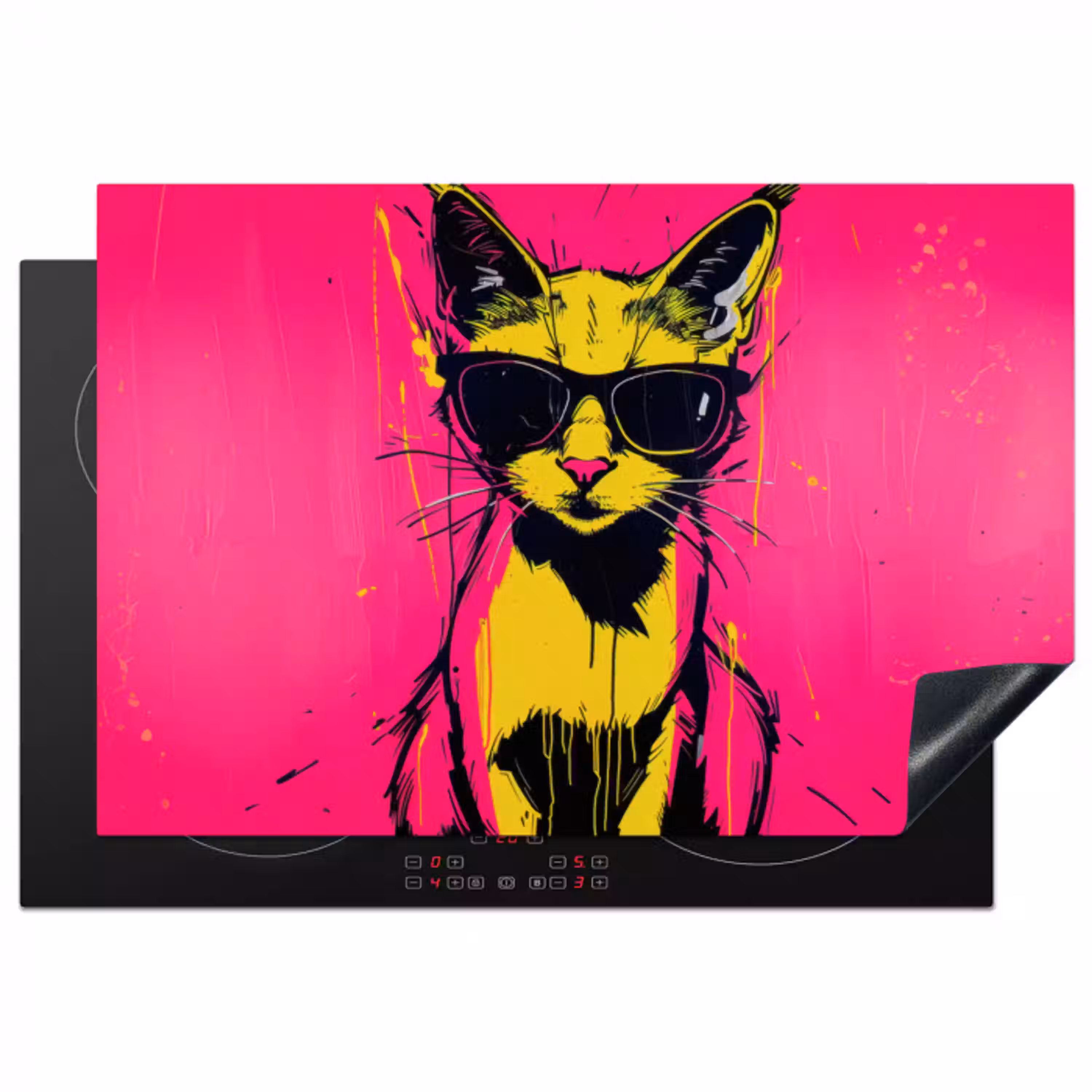 Kat - Art - Zonnebril - Roze Inductie beschermer vinyl 3mm klein -3d