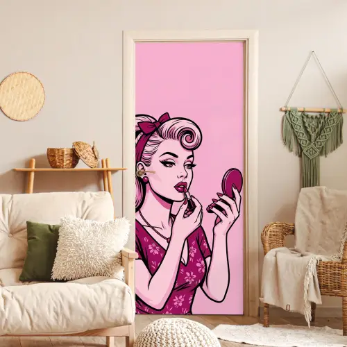 Vintage - Vrouw - Roze deurposter klein -sfeer2