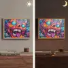 Monster - Graffiti - Kleuren - Oranje Light Box met batterij (Wandlamp) middel -sfeer3