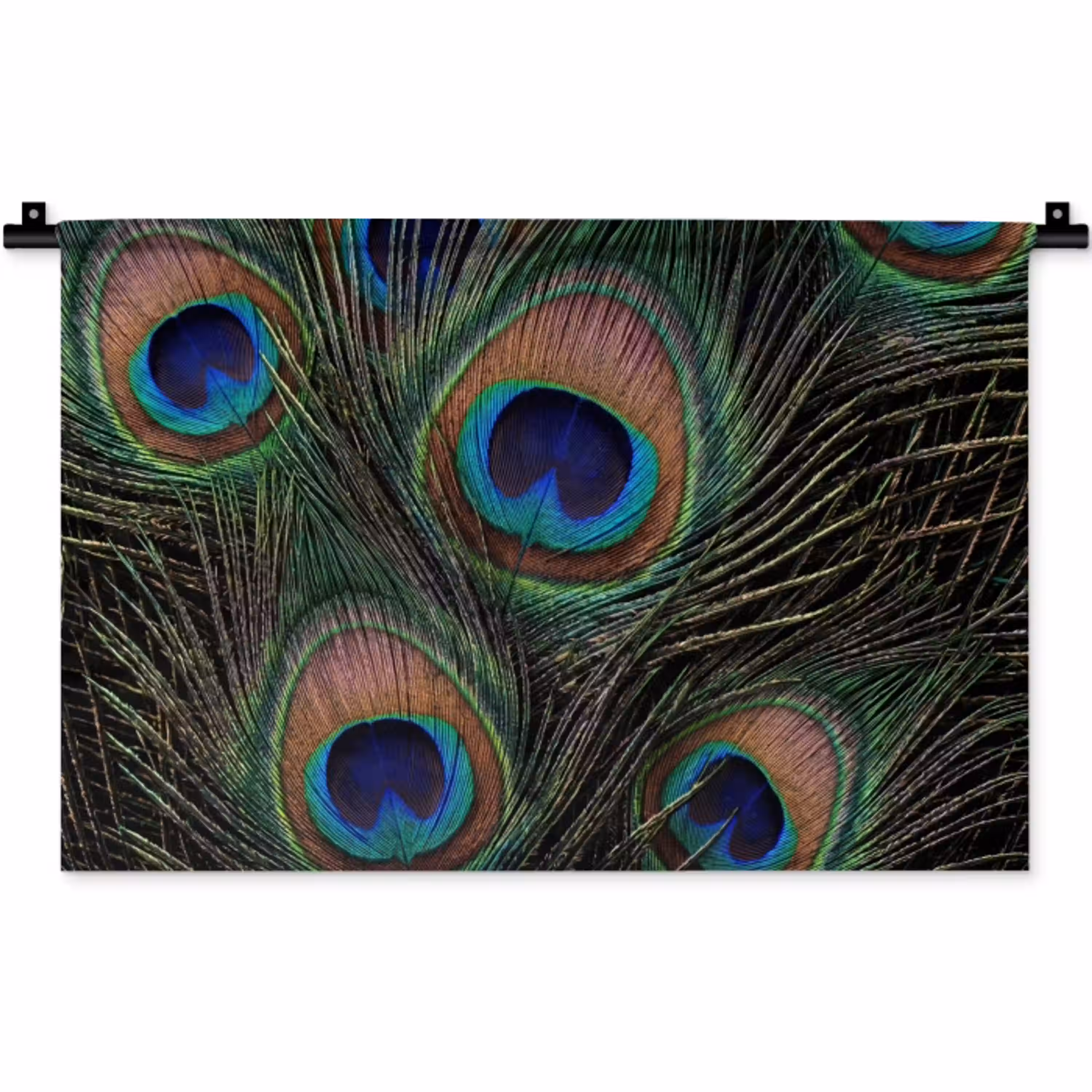 Pauwenveren - Klassiek - Groen Wandkleed katoen klein -zz3d