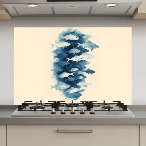 Vissen - Minimalistisch - Blauw keuken achterwand spatscherm klein -3d_website