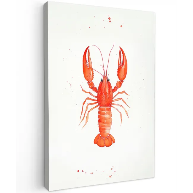 Kreeft - Waterverf - Aquarel - Oranje Tuinposter op houten frame 2 cm dik klein -3d