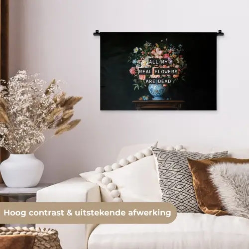 Bloemen - Art - Pastel - Quotes Wandkleed katoen klein -sfeer1