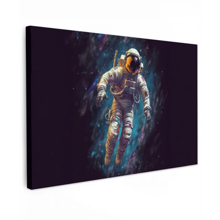 Ruimte - Neon - Astronaut - Sterren canvas 2cm klein -z3d