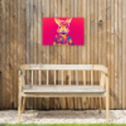 Konijn - Bloemen - Kleurrijk - Kimono Tuinposter op houten frame 2 cm dik klein -sfeer4