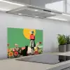 Retro - Meisje - Kat - Zon keuken achterwand spatscherm klein -3d_schuin