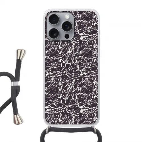 Spat - Waterverf - Wit Hoesje iPhone 16 Pro Max met koord klein 804 -3d