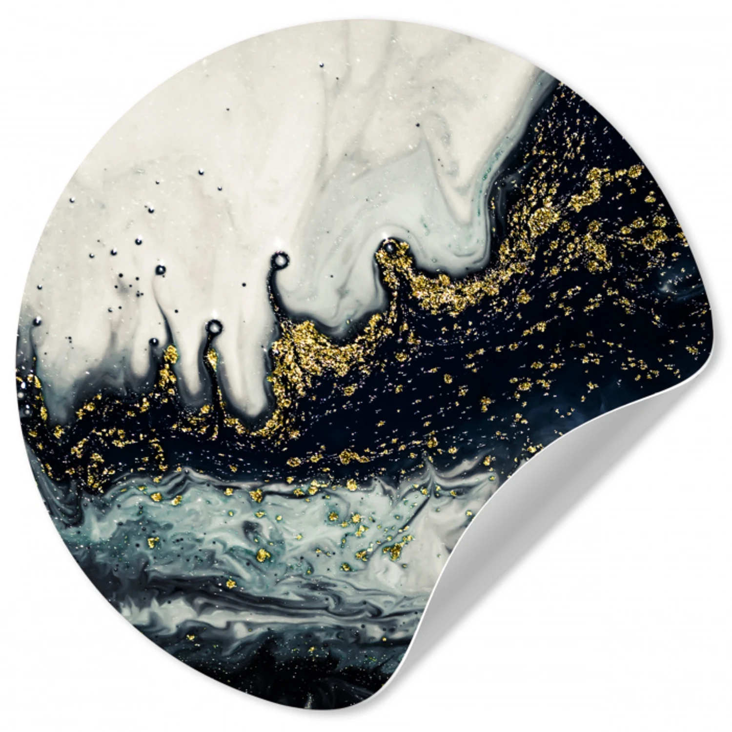 Marmer - Abstract - Goud - Luxe Wandcirkel behangsticker klein -3d