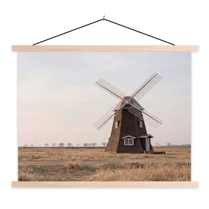 Windmolens - Landschap - Veld textielposter latten blank klein -3d