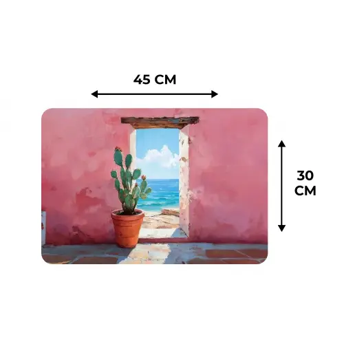 Zee - Roze - Cactus Placemat vinyl groot -specs
