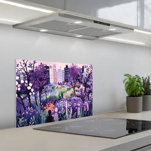 Park - Bomen - Bloemen - Gebouwen keuken achterwand spatscherm klein -3d_schuin