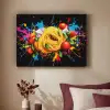 Spaghetti - Graffiti - Verf - Kleurrijk - Eten - Modern Textielframe zwart klein -sfeer1