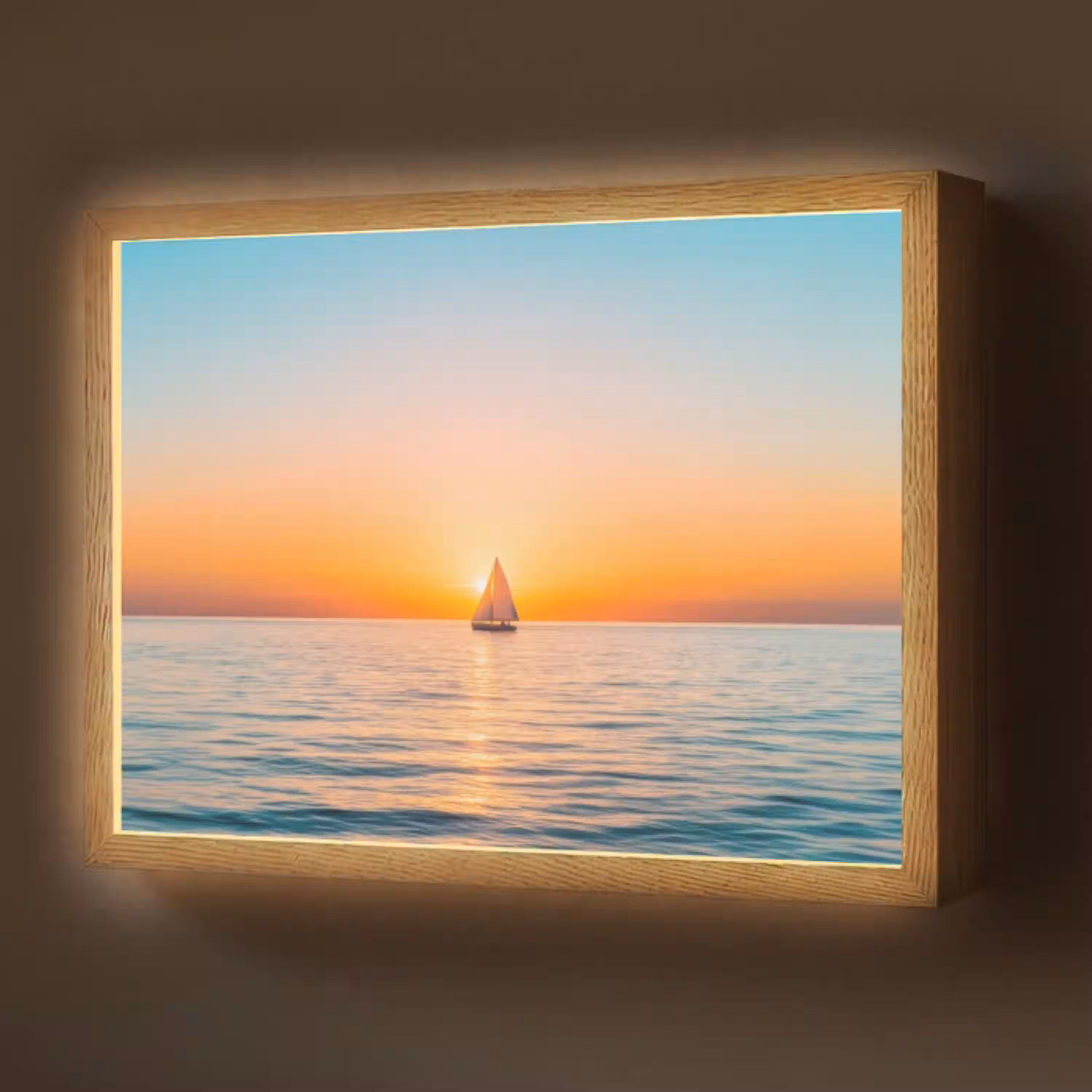 Zee - Zeilboot - Zonsondergang Light Box met batterij (Wandlamp) middel -z3d_website