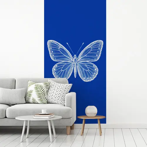 Vlinder - Wit - Getekend - Stippen fotobehang vinyl groot -woonkamer
