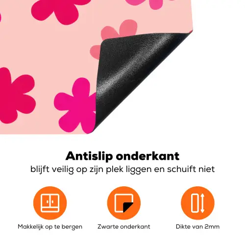 Bloemen - Patroon - Roze Inductie beschermer vinyl 3mm klein -zzzzzzz-td-onderkant