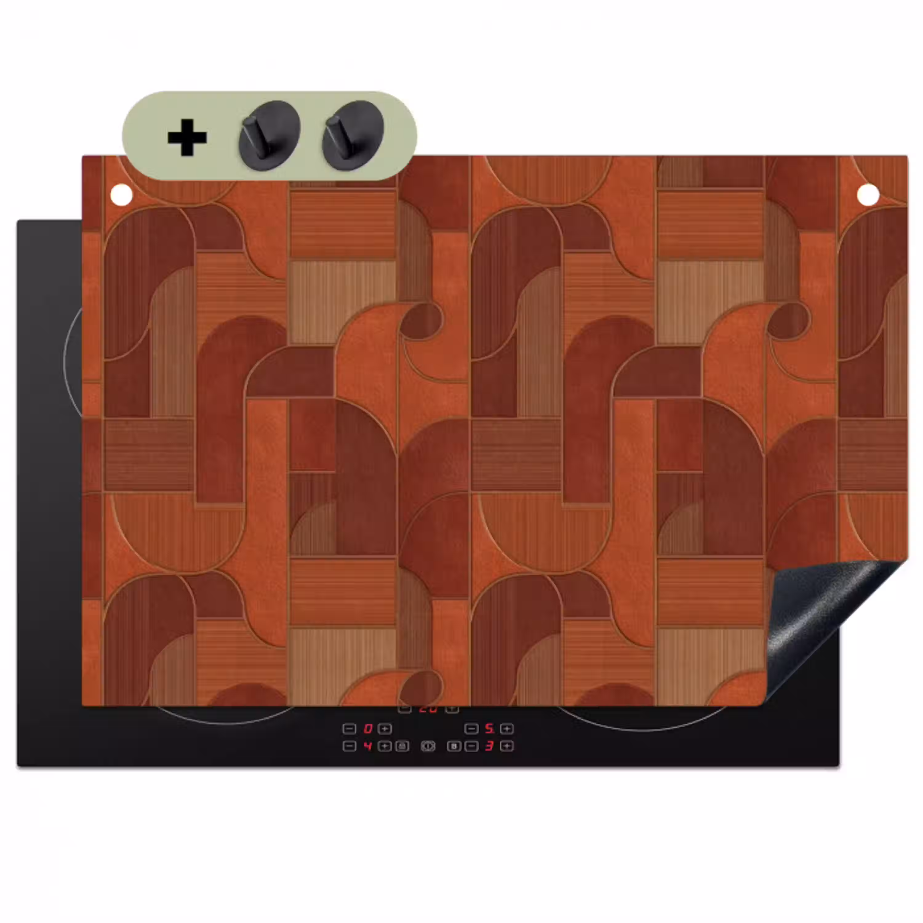 Geometrisch - Abstract - Textuur - Bruin Inductie beschemer met haakjes klein 777 -3d