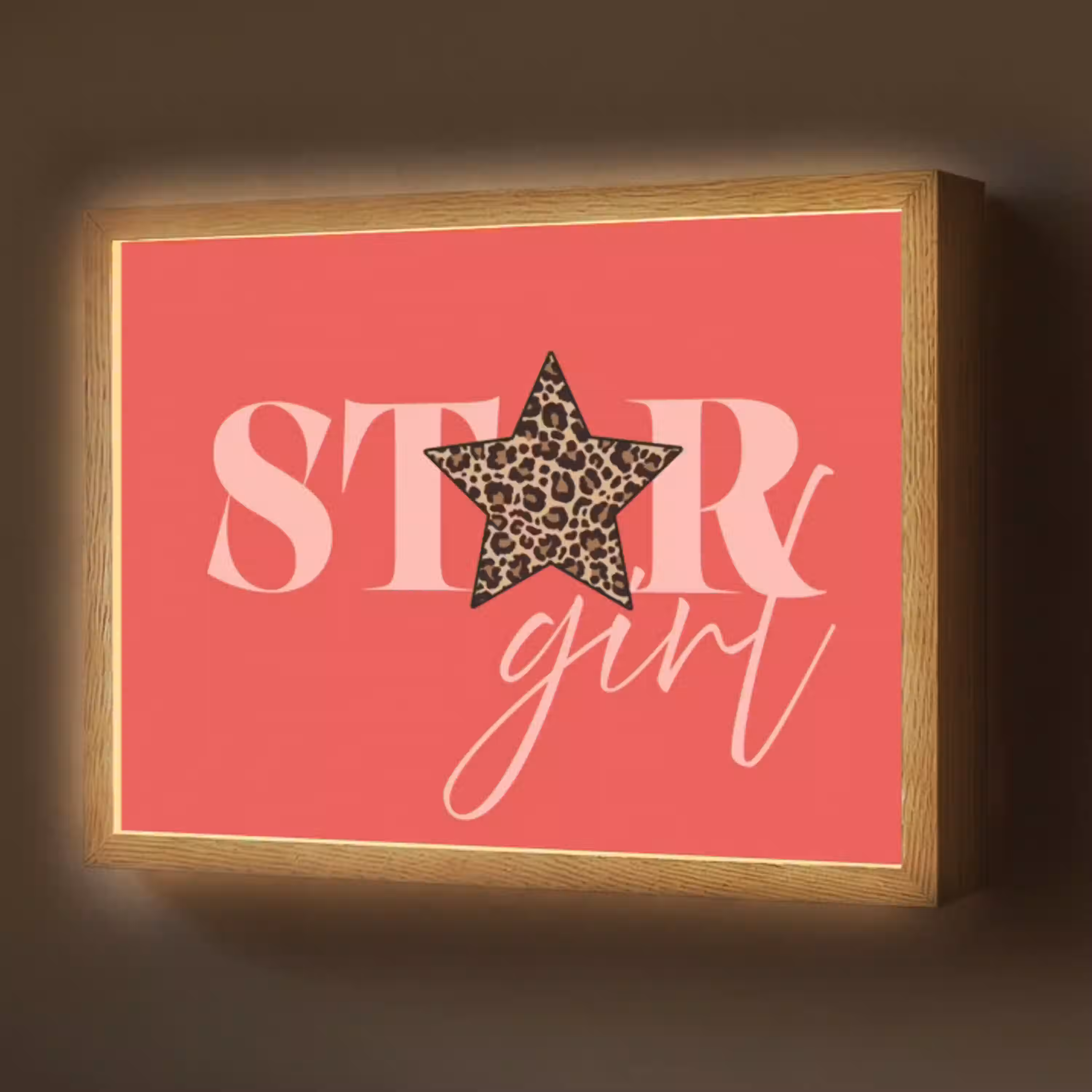 Star girl - Rood - Panter - Ster Light Box met batterij (Wandlamp) middel -z3d_website
