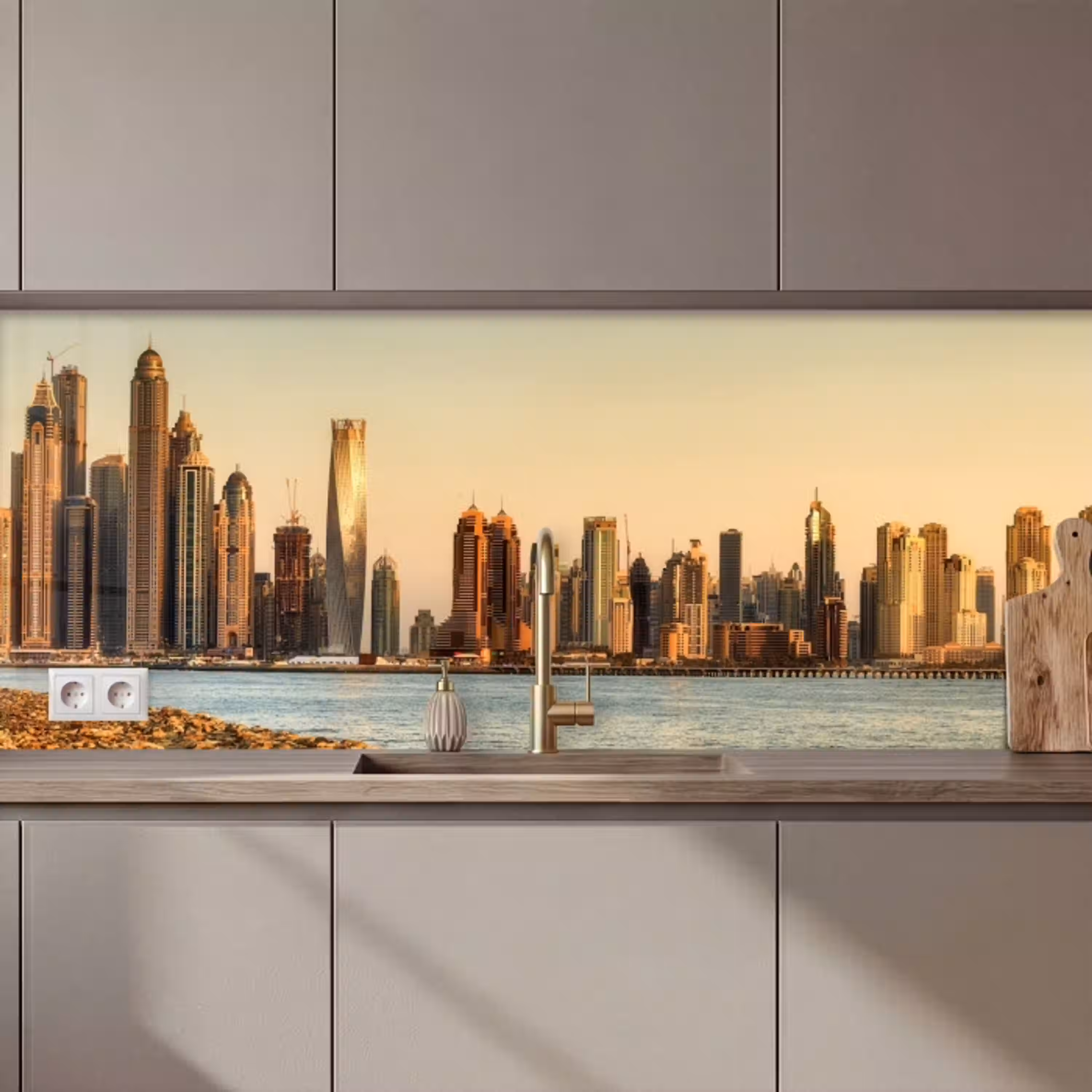 Skyline - Kanaal - Wolkenkrabbers keuken achterwand 2 middel zz_3dshopping