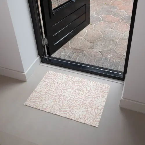 Patroon - Bloemen - Roze - Wit Deurmat klein 898 -sfeer5