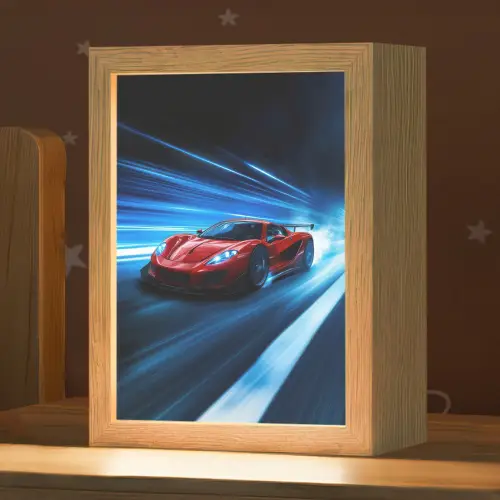 Rode raceauto - Blauw - Futuristisch Light Box met kabel klein -zzz_3d_website