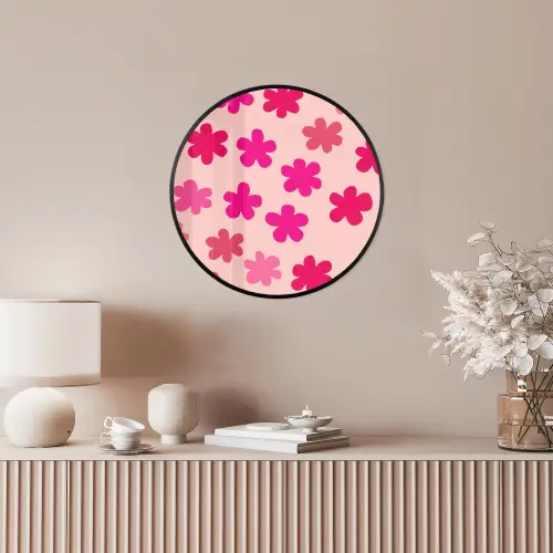 Bloemen - Patroon - Roze Fotolijst rond zonder passe partout klein -sfeer3