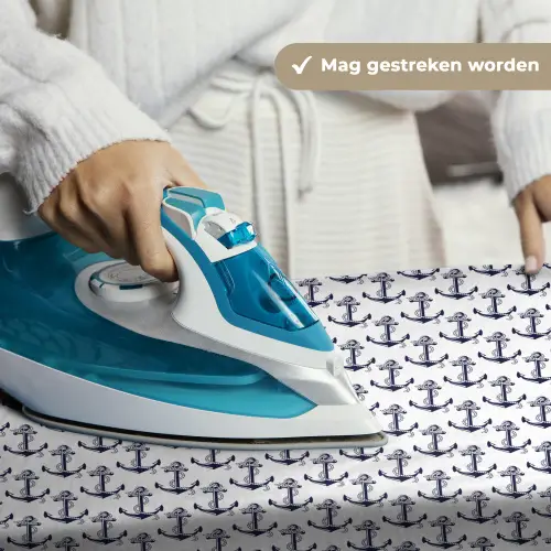Oceaan - Anker - Blauw - Wit Wandkleed katoen klein 269 -sfeer9