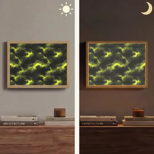 Geel - Storm - Wolken Light Box met batterij (Wandlamp) middel 907 -sfeer3