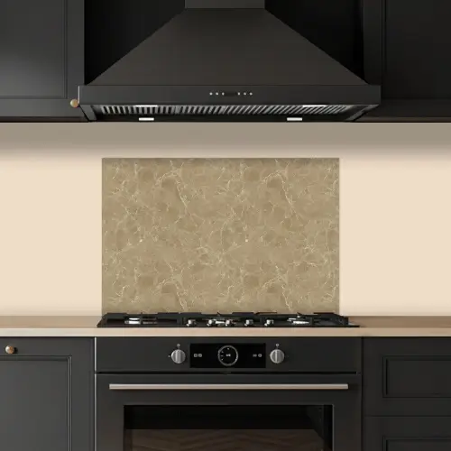 Beige - Marmer - Witte aders keuken achterwand spatscherm klein 900 -sfeer1