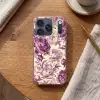 Bloemen - Patroon - Paars - Beige Telefoonhoesje iPhone 17 Pro klein -sfeer1