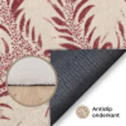 Bladeren - Linnen - Rood Vloerkleed Rechthoek klein 1091 -uniquesellingpoint_antislip_NL_DE