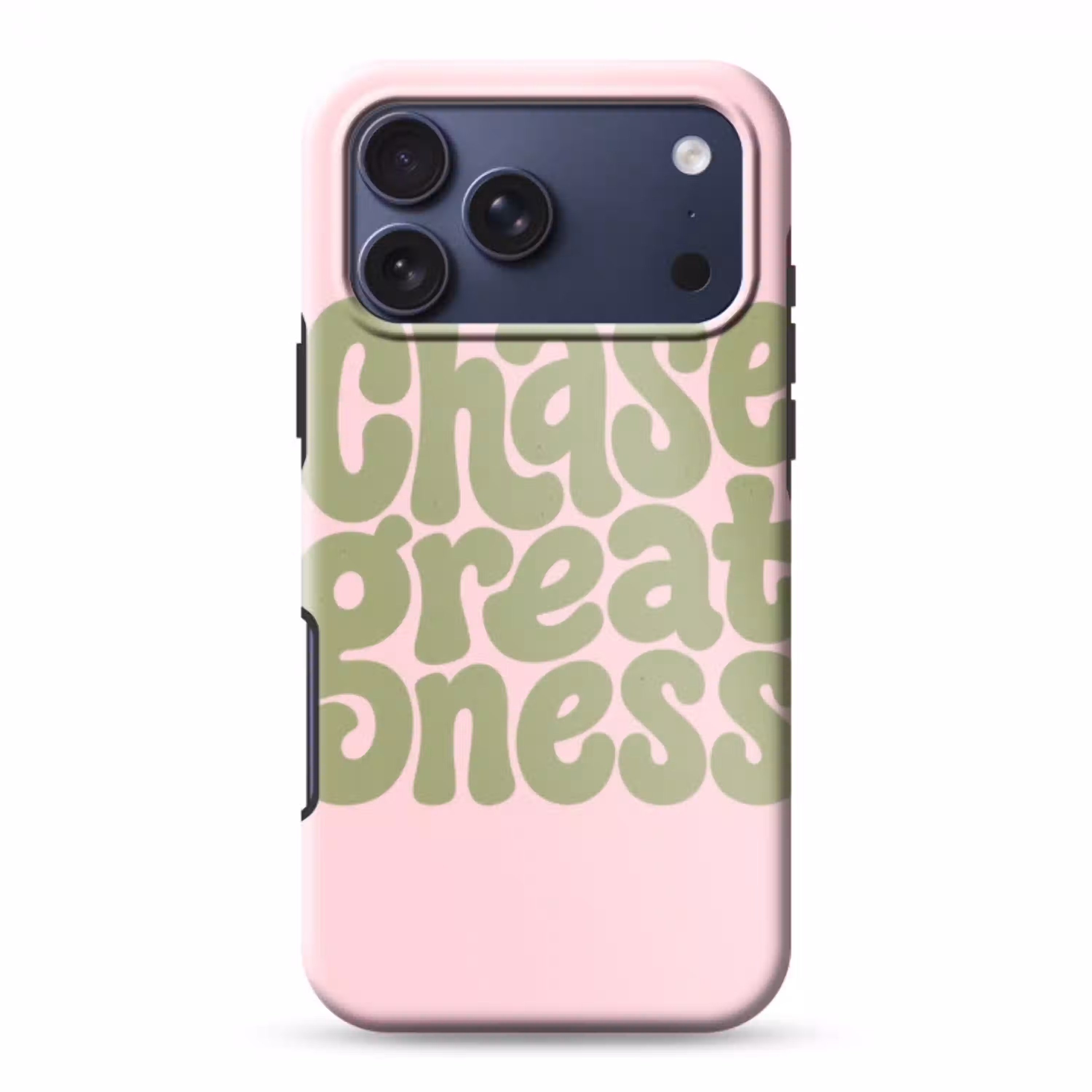 Chase greatness - Groen - Roze - Retro Toughcase MagSafe Apple iPhone 17 Pro Max klein -3d