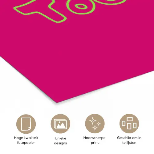 Toedeloe - Groen - Roze poster papier klein -closeup_NL