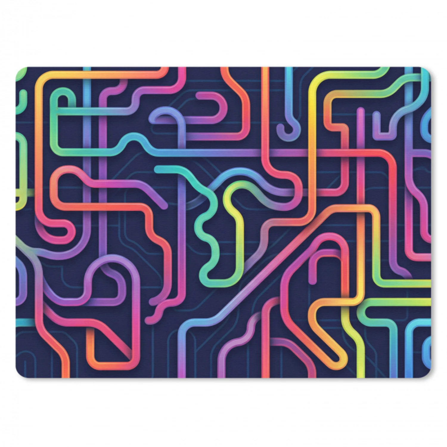 Retro - Abstract - Neon muismat rubber klein -3d